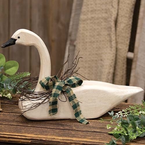 New primitive swan aged - swan, carved